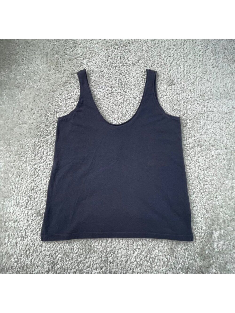 Reiss Brie Cotton Scoop Neck Tank Black Womens Small